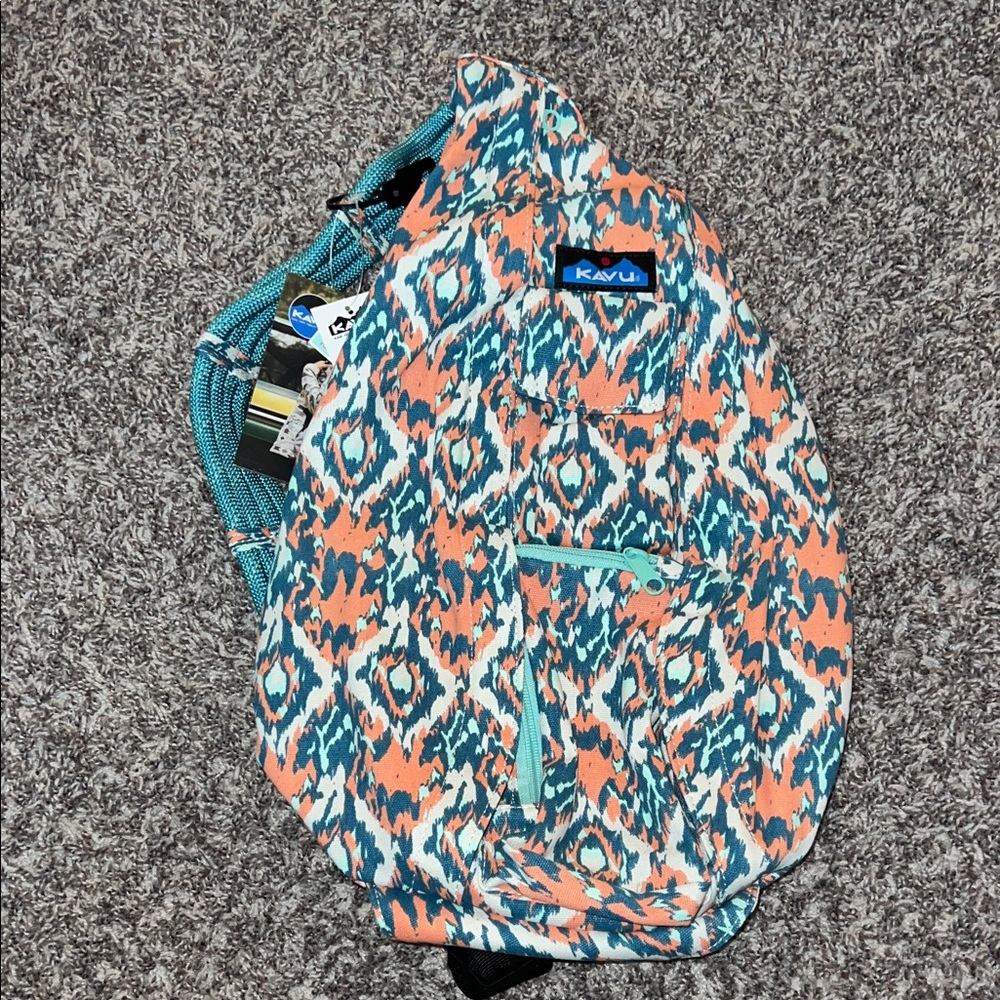 Kavu Coral & Teal Ikat Sling Pack